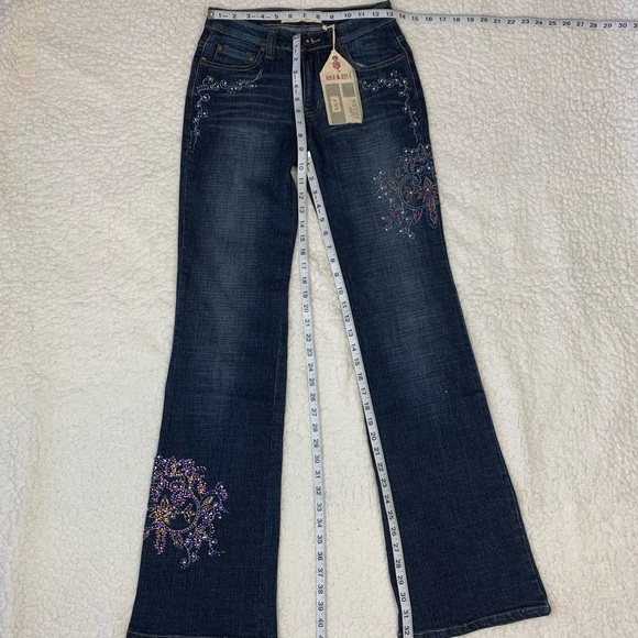Rosa & Rose Women’s Embellished Stretch Flared Boot Cut Jeans Size M NEW - Picture 7 of 9